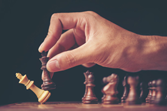 pushing the queen down in a chess game