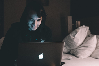 using laptop at night